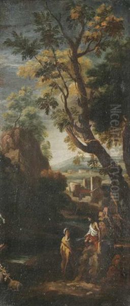 Arkadische Landschaft Mit Figurlicher Staffage Am Bach - view 1