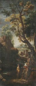 Arkadische Landschaft Mit Figurlicher Staffage Am Bach by Nicolas Poussin