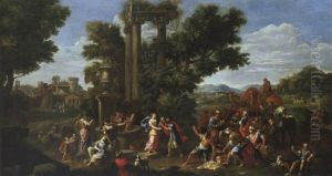 Rebecca Und Eliezer Am Brunnen by Nicolas Poussin