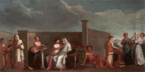 Die Aldobrandinische Hochzeit. Die Braut Auf Dem Brautbett Sitzend, Begleitet Von Aphrodite Und Einem Jungling