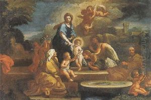 Holy Family With Angels In A Landscape by Nicolas Poussin