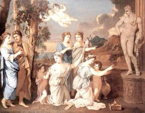 Psyche Et Son Pere Allant Consulter L'oracle by Nicolas Poussin