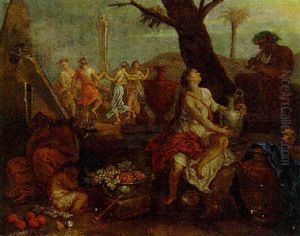 A Bachanal With Maidens Dancing Around A Term Of Pan