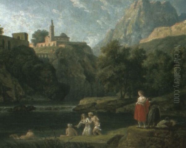 Classical Landscape With Figures Resting Near River - view 1