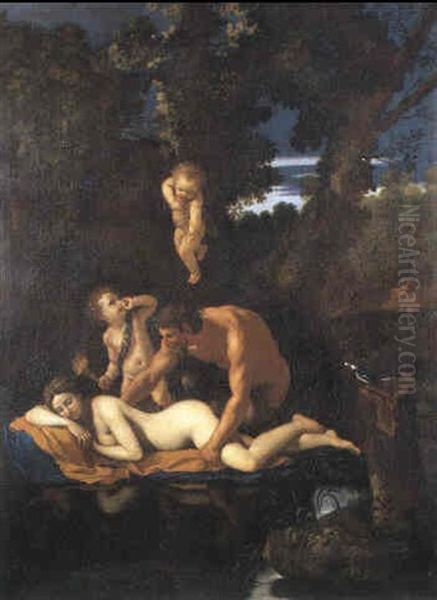 Jupiter Et Antiope Dans Un Paysage De Lac - view 1