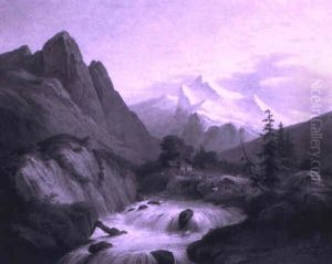 Die Handeck Mit Wasserfall by Martinus Pouwelsen
