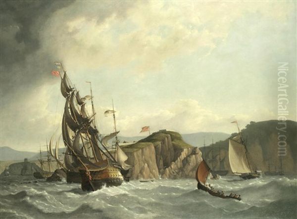Men-o'-war And Other Shipping Off Falmouth Bay - view 1