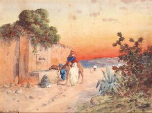 La Halte A La Fontaine by Emile Boivin