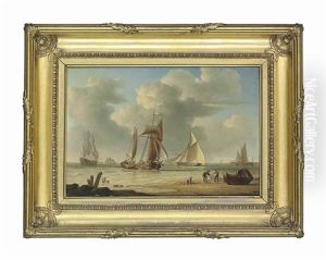 Dutch Men-of-war And Other Vessels In A Breeze, With Fishermen On The Shore Dutch Men-of-war And Other Vessels In A Breeze, With Fishermen On The Shore