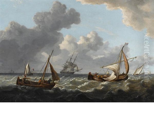 Dutch Small Craft Off The Coast In A Breeze - view 1