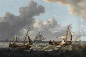Dutch Small Craft Off The Coast In A Breeze