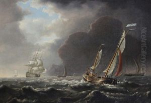 Dutch Barges At Sea by Charles Martin Powell