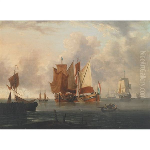 Warships And Dutch Hoys Entering A Harbor - view 1