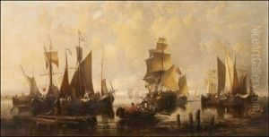 Fishing Boats Off The Dutch Coast by Charles Martin Powell