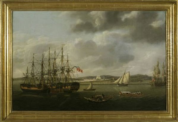 British Man-o-war And Three Merchantmen - view 1