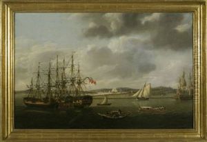 British Man-o-war And Three Merchantmen