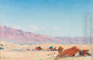 Passage De La Caravane Devant Un Campement. by Emile Boivin