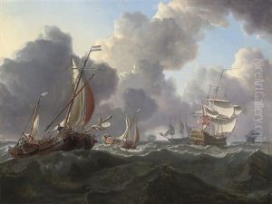 English Warships And Dutch Hoys In A Stiff North Sea Breeze