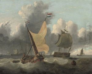 Warships And Dutch Barges In A Stiff Offshore Breeze