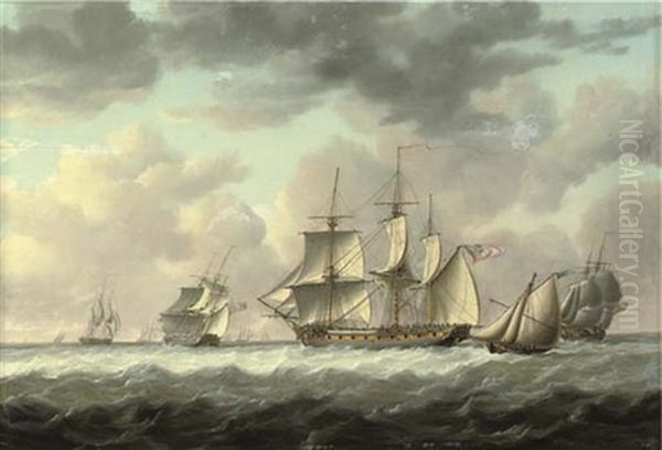 A Frigate Heaving-to In The Channel Amidst Other Ships Of Her Squadron - view 1