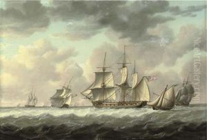 A Frigate Heaving-to In The Channel Amidst Other Ships Of Her Squadron by Charles Martin Powell