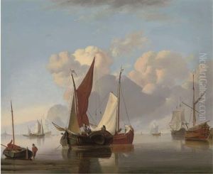 Dutch Barges In A Calm Offshore (+ Dutch Barges At Sea In A Stiff Breeze; Pair)
