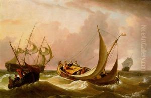 Dutch Shipping In Heavy Seas by Charles Martin Powell