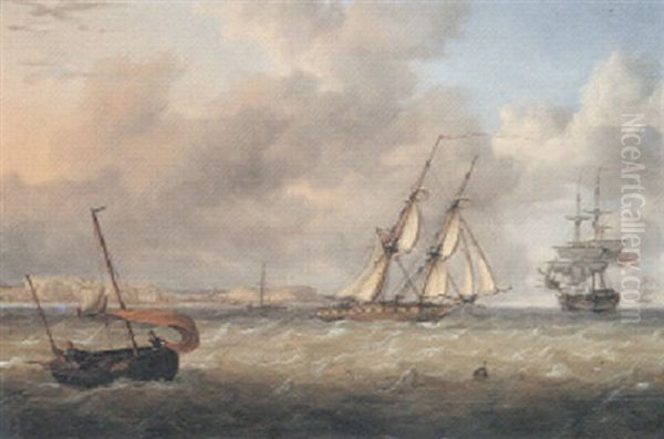 A Brig And Other Shipping Under Way Off The Coast - view 1