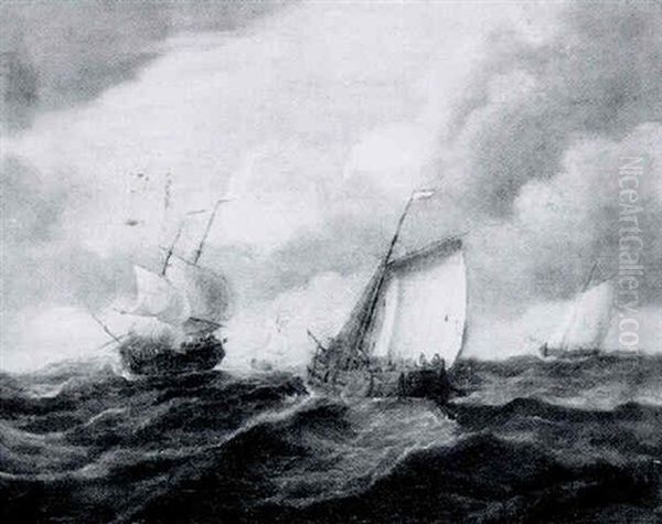 Dutch Fishing Boats At Sea - view 1