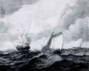 Dutch Fishing Boats At Sea by Charles Martin Powell