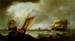 Man-o'-war And Sailing Ships Off Shore