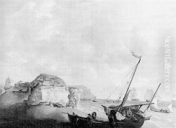 A Coastal Scene With Beached Fishing Boats - view 1