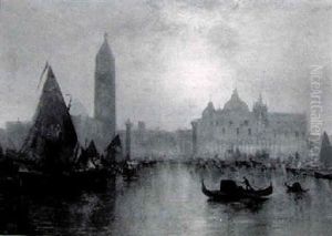 St. Marks From The Grand Canal by Lucien Whiting Powell
