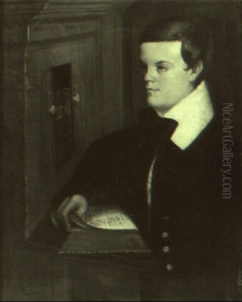 Portrait Of A Young Boy Studying Geometry - view 1