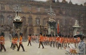 Changing The Guard, Buckingham Palace by George Hyde Pownall