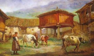 Vacas Pastando Entre Orreos by Emilio Poy Dalmau
