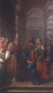 The Presentation Of The Virgin At The Temple by Andrea Pozzi