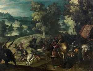 Scene De Combat Dans Un Sous-bois by Pozzoserrato