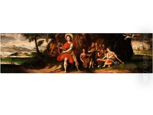 Der Sanger Orpheus Mit Lyra Und Einem Baum In Landschaft by Pozzoserrato