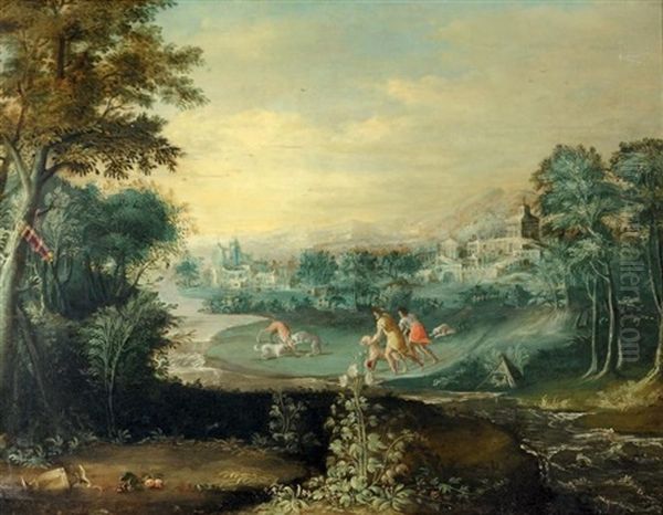 Chasse Au Cerf Dans Un Paysage - view 1