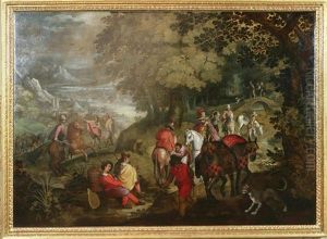 Paesaggio Con Viandanti, Cacciatori E Una Comitiva Elegante by Pozzoserrato