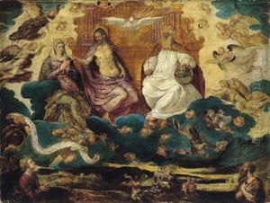 La Trinita Con La Vergine Incoronata In Veste Di Giustizia E Due Donatori La Trinita Con La Vergine Incoronata In Veste Di Giustizia E Due Donatori