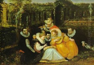 Elegante Musizierende Gesellschaft In Einem Schlospark by Pozzoserrato