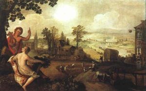 Sommerlandschaft Mit Heuernte