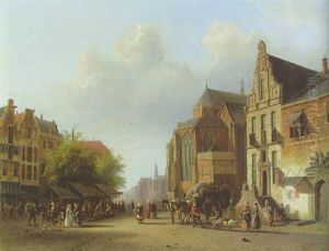 A Dutch Street Market by Alexander Salomon Van Praag
