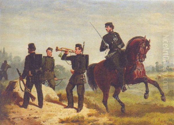 Officers And Men Of The Rifle Brigade On Manoeuvres - view 1