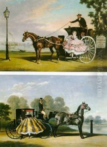 Entering A Coach In A Lakeside Park & Alighting From A Coach Near Cremorne Gardens by Alfred F. De Prades