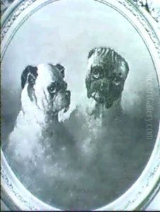 Portrait Of A Pair Of Pugs by Alfred F. De Prades