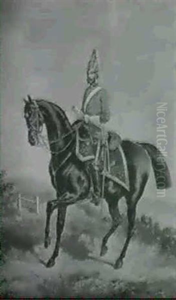 Portrait Of Lieutenant-colonel Frederick                    Swinfen On His Bay Charger In A Landscape - view 1