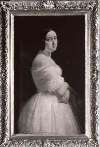 Portrait De Jeune Femme En Blanc Mlle. A.v. - view 1